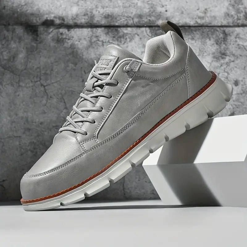 Men's Low-Top Synthetic Sneakers with Side Zipper and Lug Sole