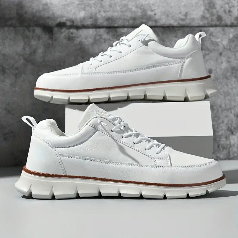 Men's Low-Top Synthetic Sneakers with Side Zipper and Lug Sole