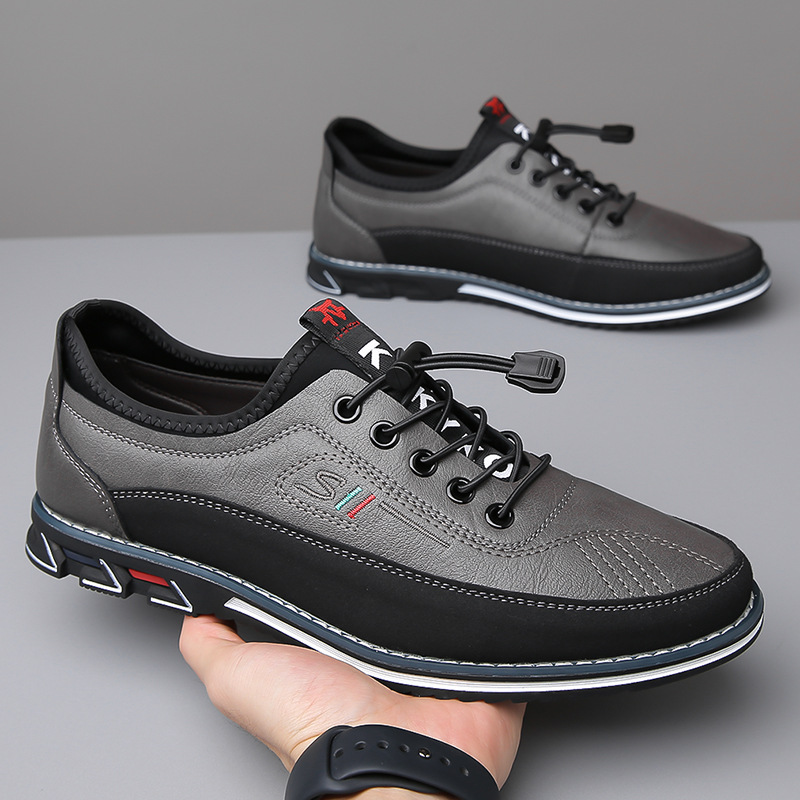 Men's Oxford-Style Faux Upper Shoes with Lace-Up Eyelets and Tread Sole