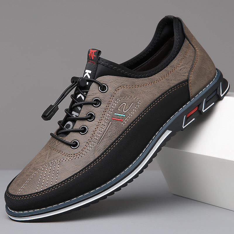 Men's Oxford-Style Faux Upper Shoes with Lace-Up Eyelets and Tread Sole
