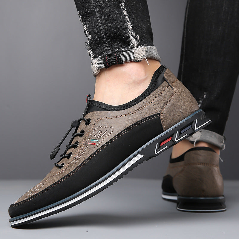Men's Oxford-Style Faux Upper Shoes with Lace-Up Eyelets and Tread Sole
