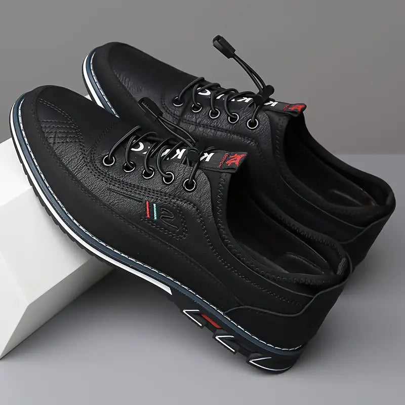 Men's Oxford-Style Faux Upper Shoes with Lace-Up Eyelets and Tread Sole