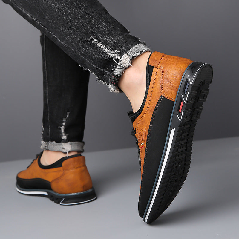 Men's Oxford-Style Faux Upper Shoes with Lace-Up Eyelets and Tread Sole
