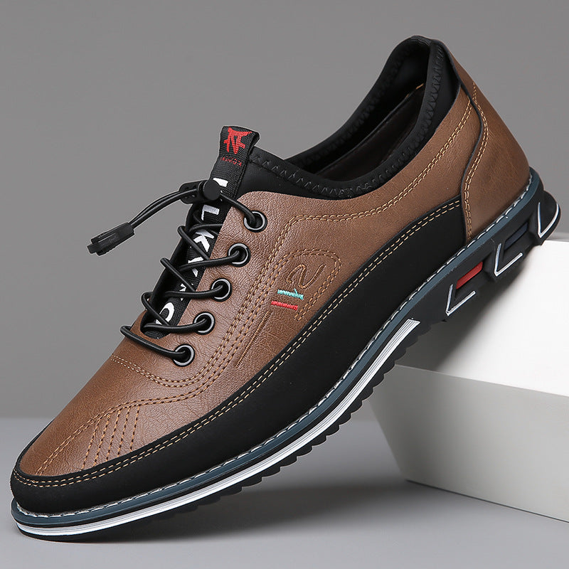 Men's Oxford-Style Faux Upper Shoes with Lace-Up Eyelets and Tread Sole