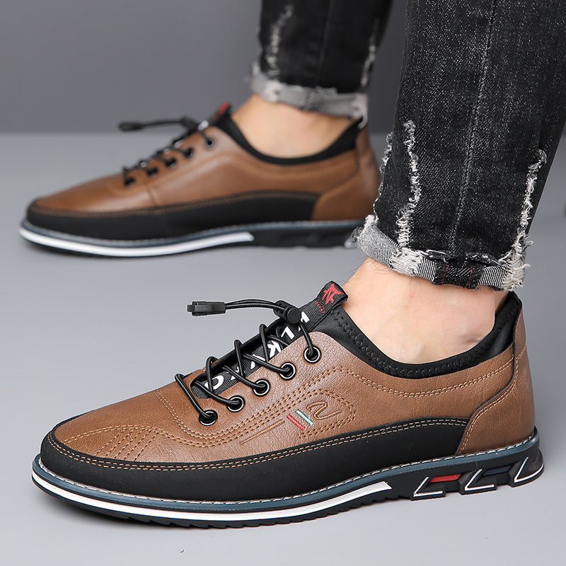 Men's Oxford-Style Faux Upper Shoes with Lace-Up Eyelets and Tread Sole