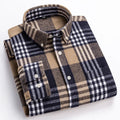 Men's Plaid Brushed Twill Shirt with Button-Down Collar and Chest Pocket