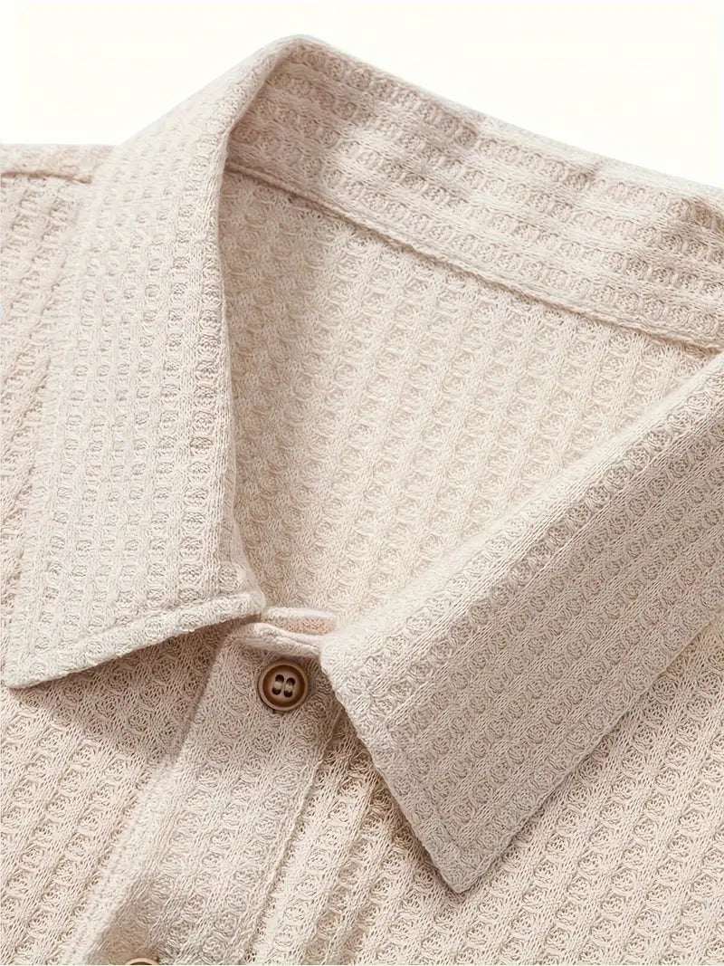 Men's Polyester Polo Shirt with Knit and Two-Button Placket