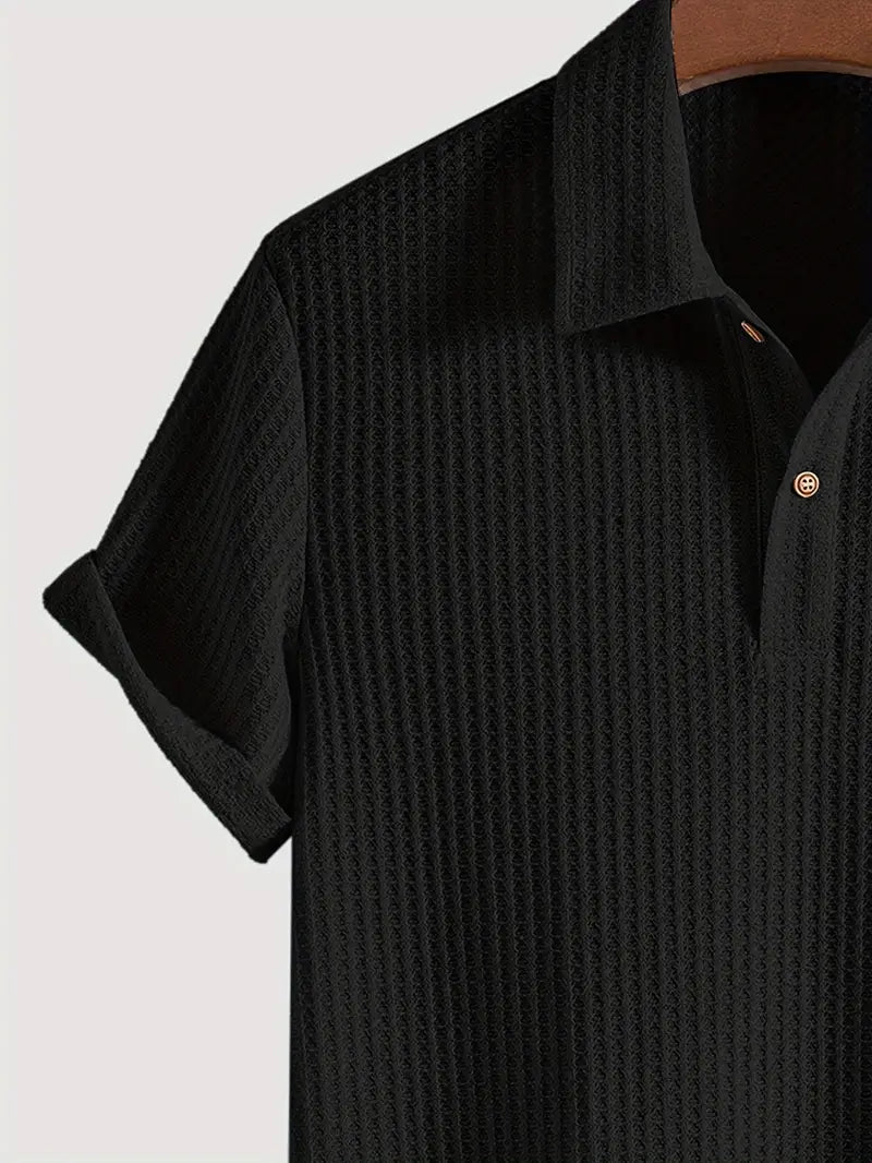 Men's Polyester Polo Shirt with Knit and Two-Button Placket