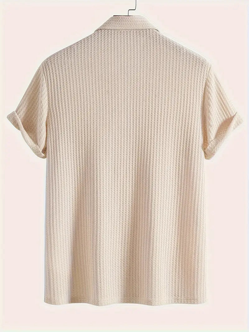 Men's Polyester Polo Shirt with Knit and Two-Button Placket