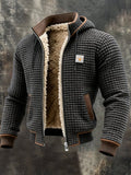 Men's Quilted Pile-Lined Winter Jacket with Hood and Zip Front
