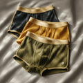 Men's Ribbed Knit Boxer Briefs with Pouch and Elastic Waistband