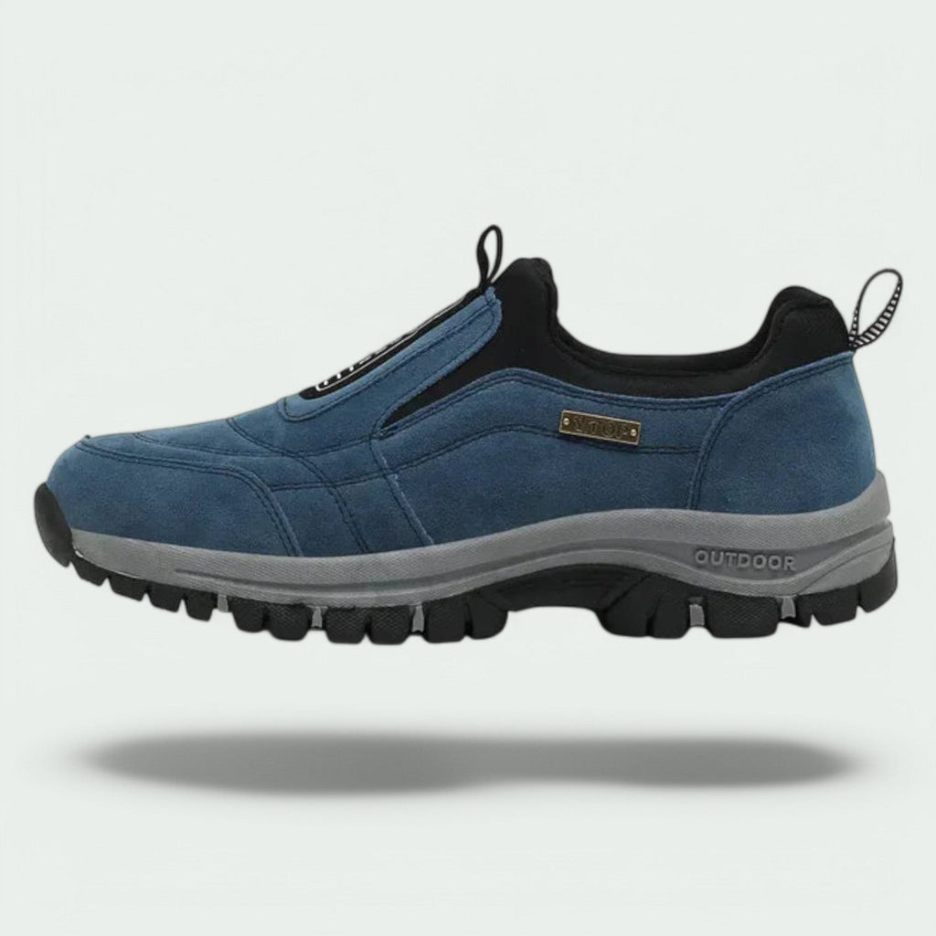 Men's Slip-On Suede Sneakers with Elastic Gores and Lug Outsole