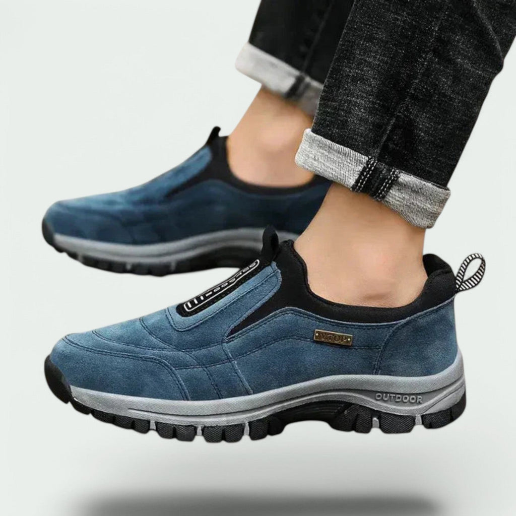 Men's Slip-On Suede Sneakers with Elastic Gores and Lug Outsole