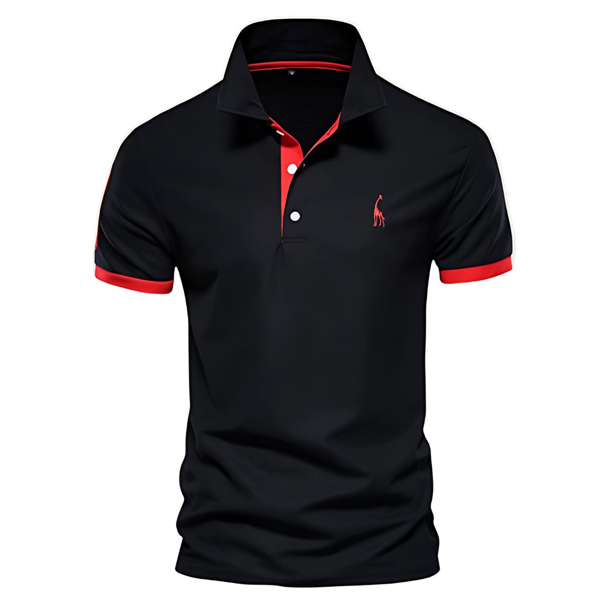 Men's Smart-Casual Knit Polo Shirt with Button Placket and Embroidery