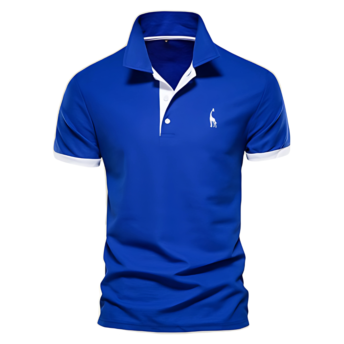 Men's Smart-Casual Knit Polo Shirt with Button Placket and Embroidery