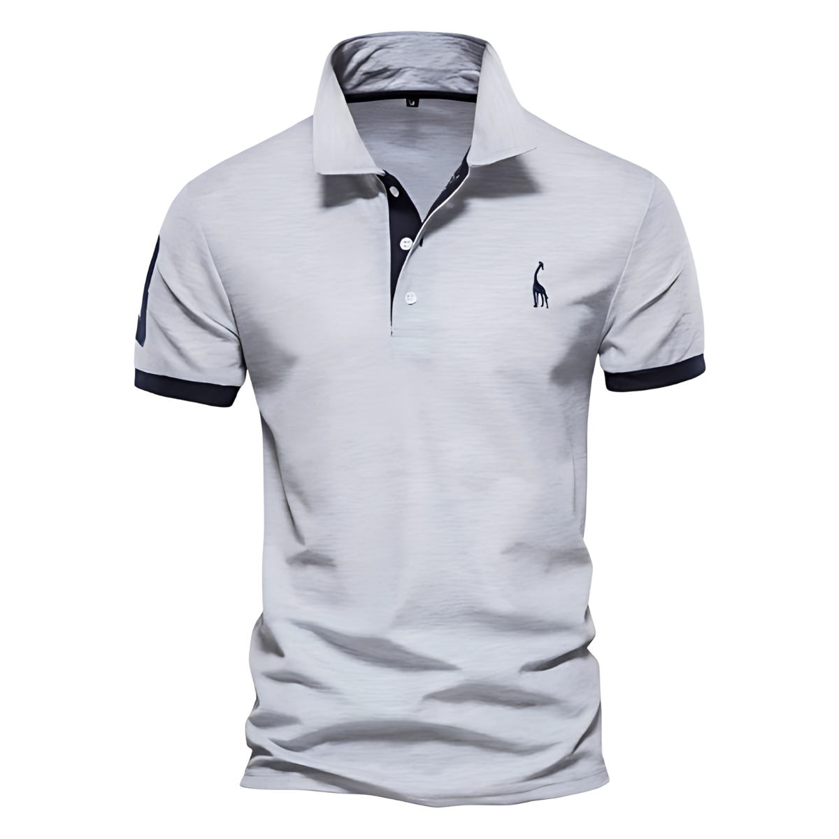 Men's Smart-Casual Knit Polo Shirt with Button Placket and Embroidery