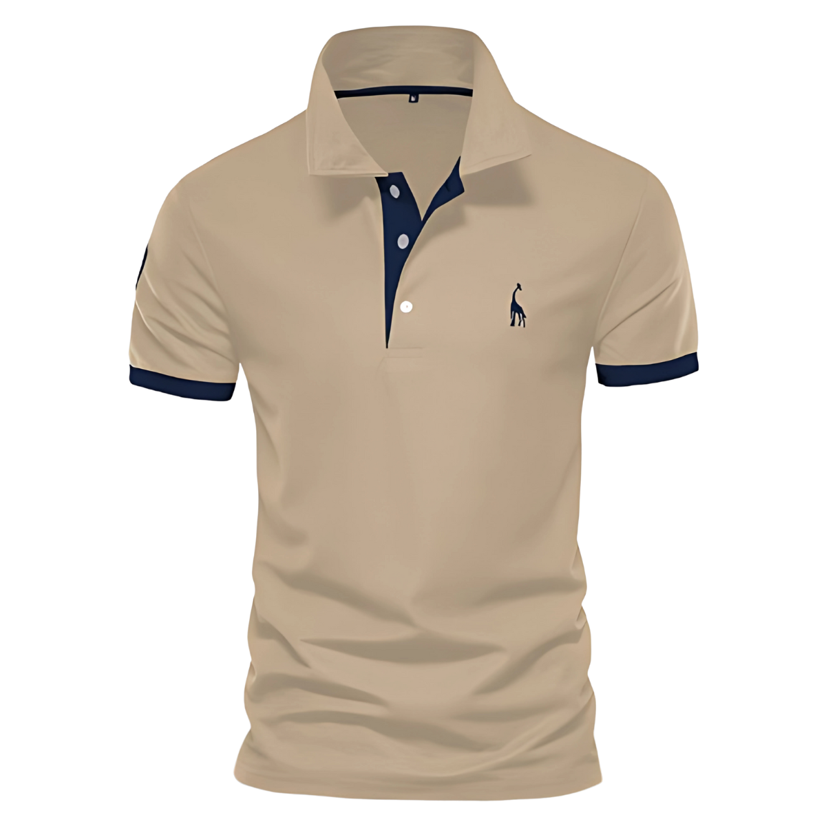 Men's Smart-Casual Knit Polo Shirt with Button Placket and Embroidery