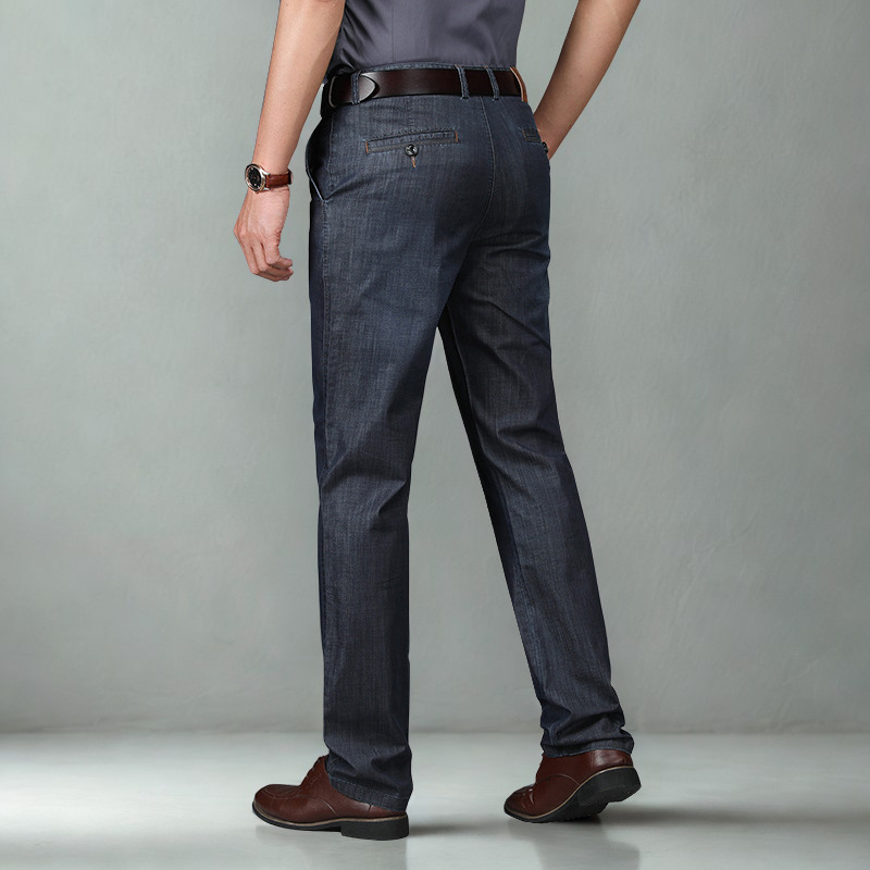 Men's Straight Denim Jeans with Zip Fly and Belt Loops