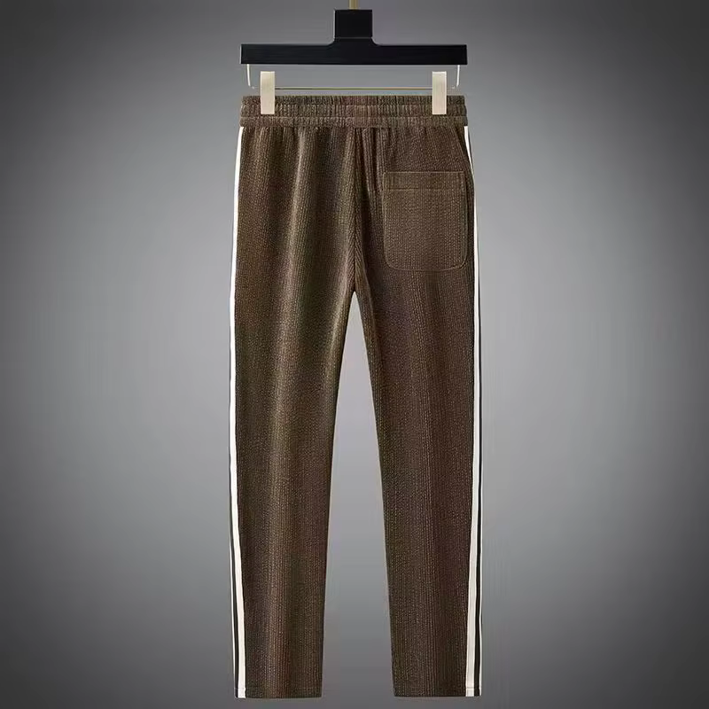 Men's Streetwear Corduroy Tracksuit with Zip Jacket and Stripe Trim