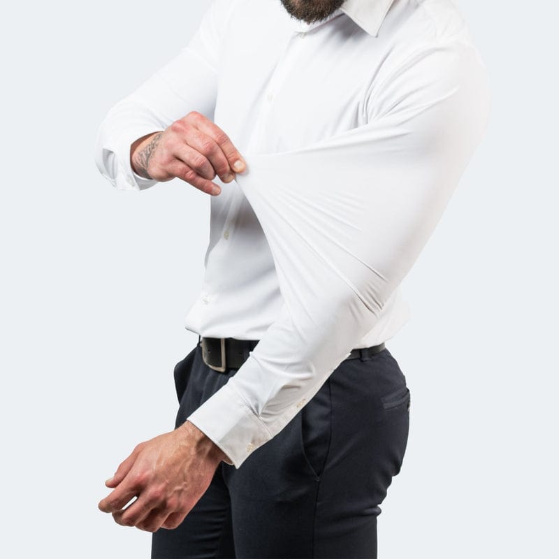 Men's Stretch-Blend Dress Shirt with Button Front and Point Collar