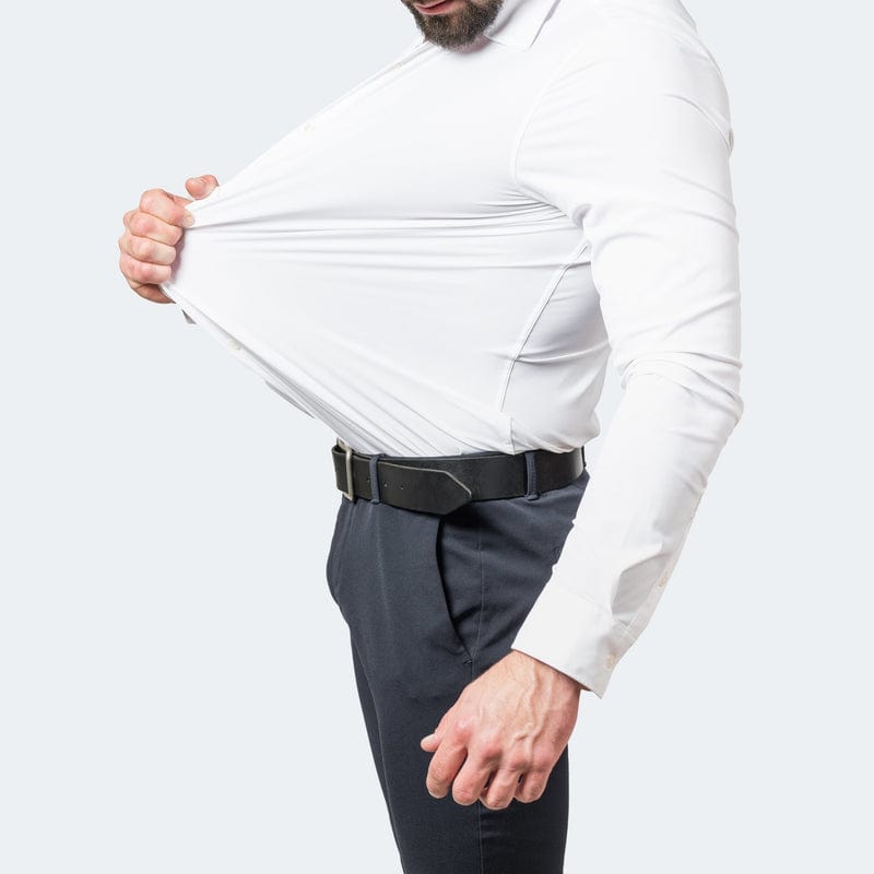 Men's Stretch-Blend Dress Shirt with Button Front and Point Collar