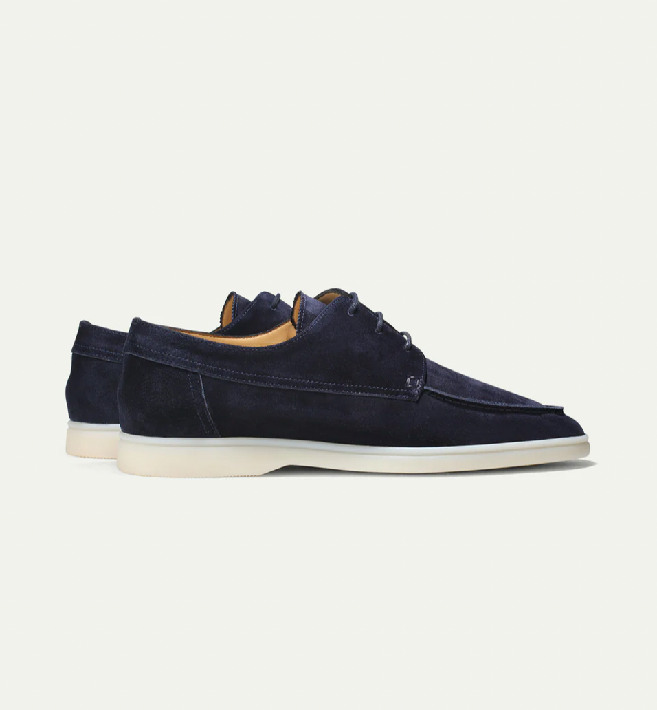 Men's Suede Loafers with Lace-Up Closure and Moc Toe