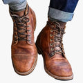 Men's Synthetic Ankle Boots with Lace-Up Front and Cap Toe