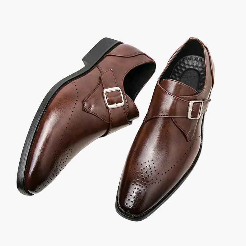 Men's Synthetic Dress Shoes with Monk Strap and Perforated Toe