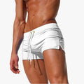 Men's Synthetic Swim Shorts with Drawstring and Side Slits