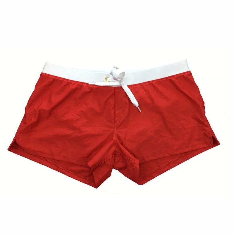 Men's Synthetic Swim Shorts with Drawstring and Side Slits