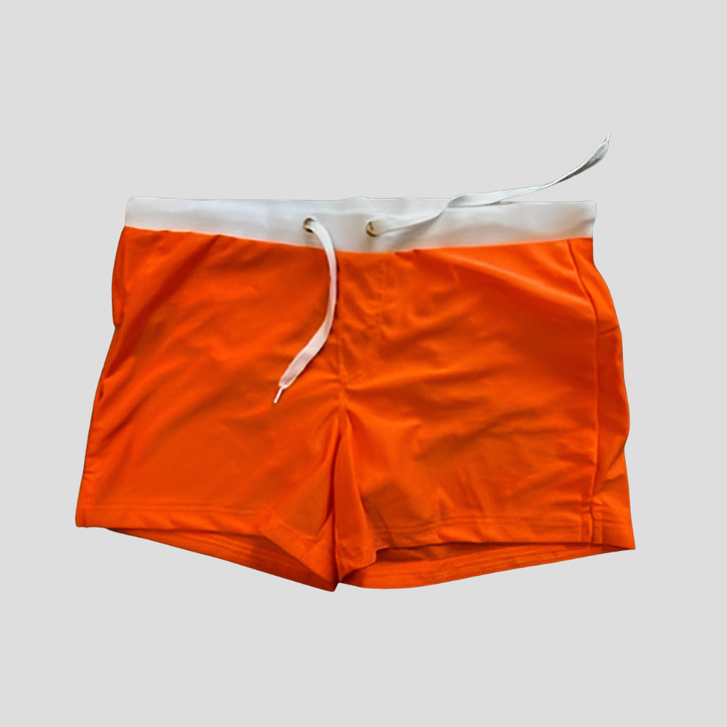 Men's Synthetic Swim Shorts with Drawstring and Side Slits