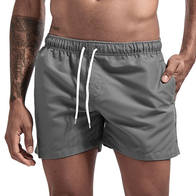 Men's Synthetic Swim Shorts with Drawstring Waist and Side Pockets