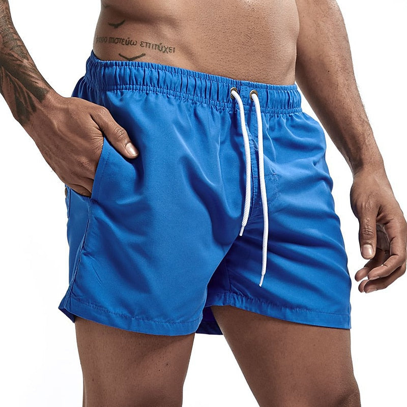 Men's Synthetic Swim Shorts with Drawstring Waist and Side Pockets