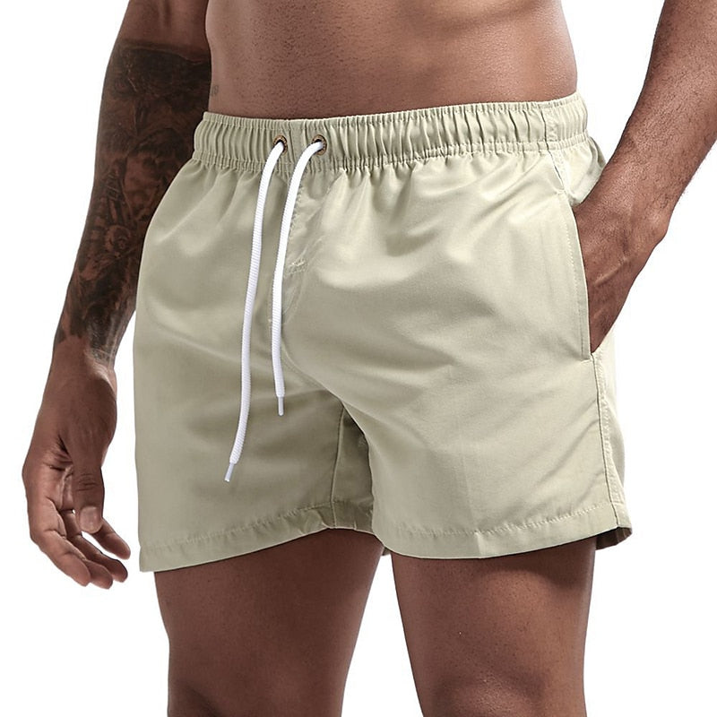 Men's Synthetic Swim Shorts with Drawstring Waist and Side Pockets