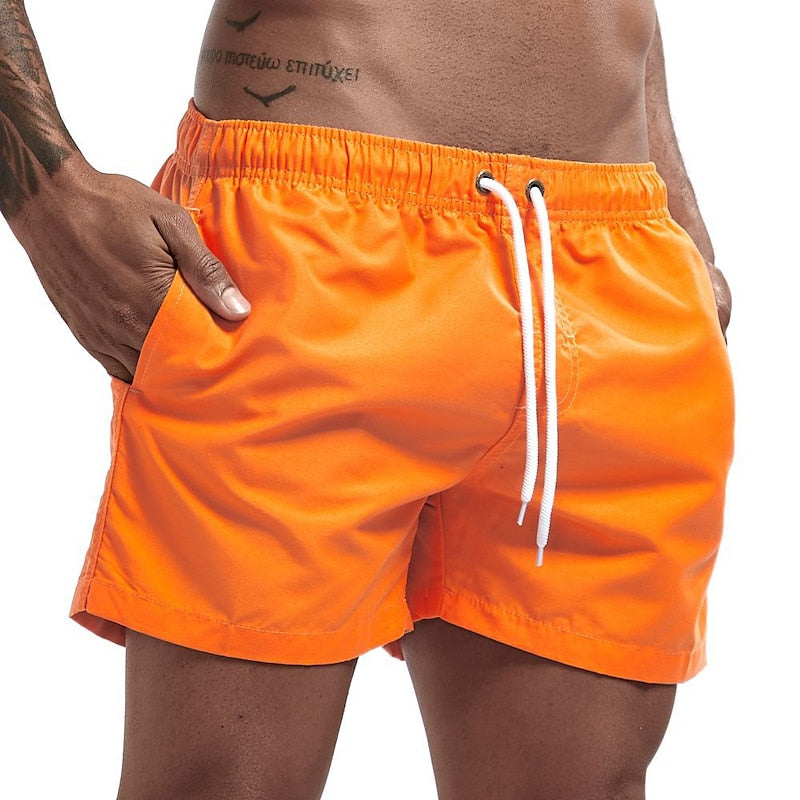 Men's Synthetic Swim Shorts with Drawstring Waist and Side Pockets