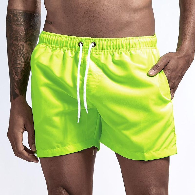 Men's Synthetic Swim Shorts with Drawstring Waist and Side Pockets