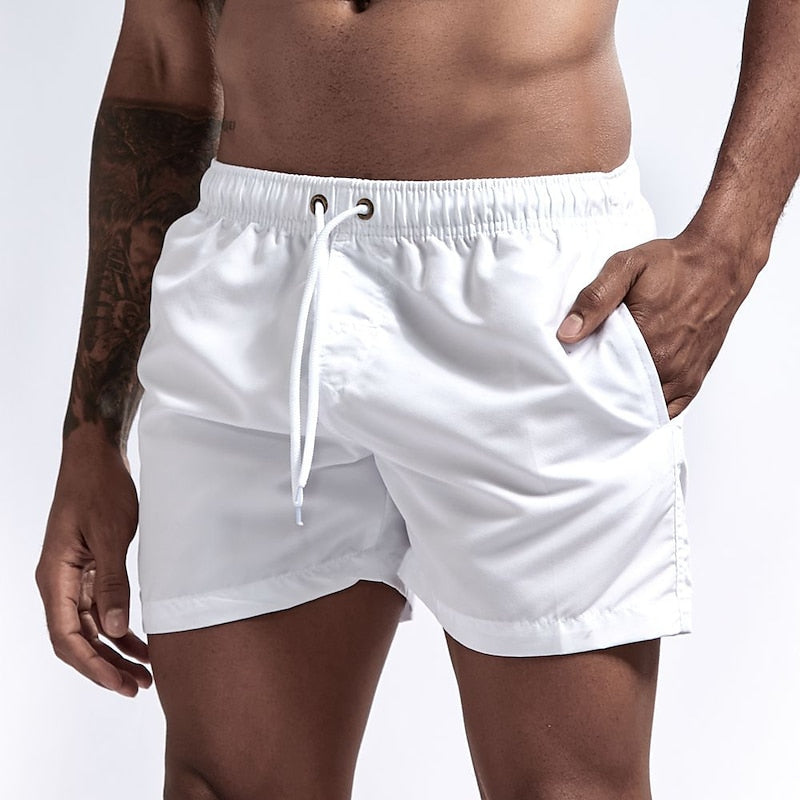Men's Synthetic Swim Shorts with Drawstring Waist and Side Pockets