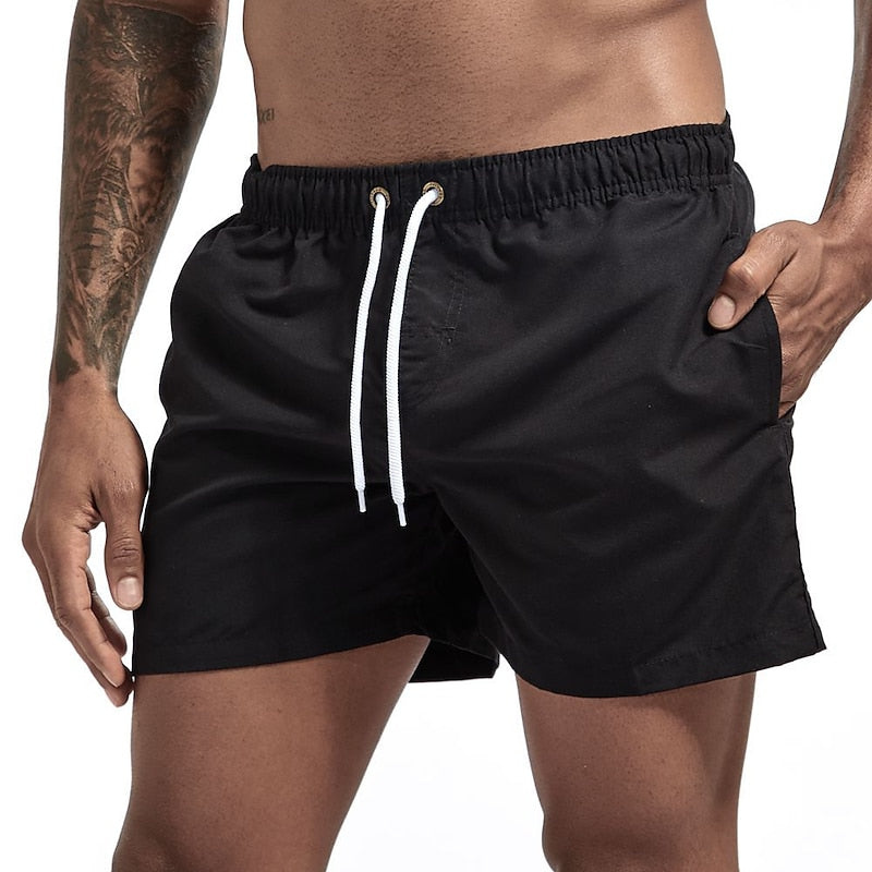 Men's Synthetic Swim Shorts with Drawstring Waist and Side Pockets