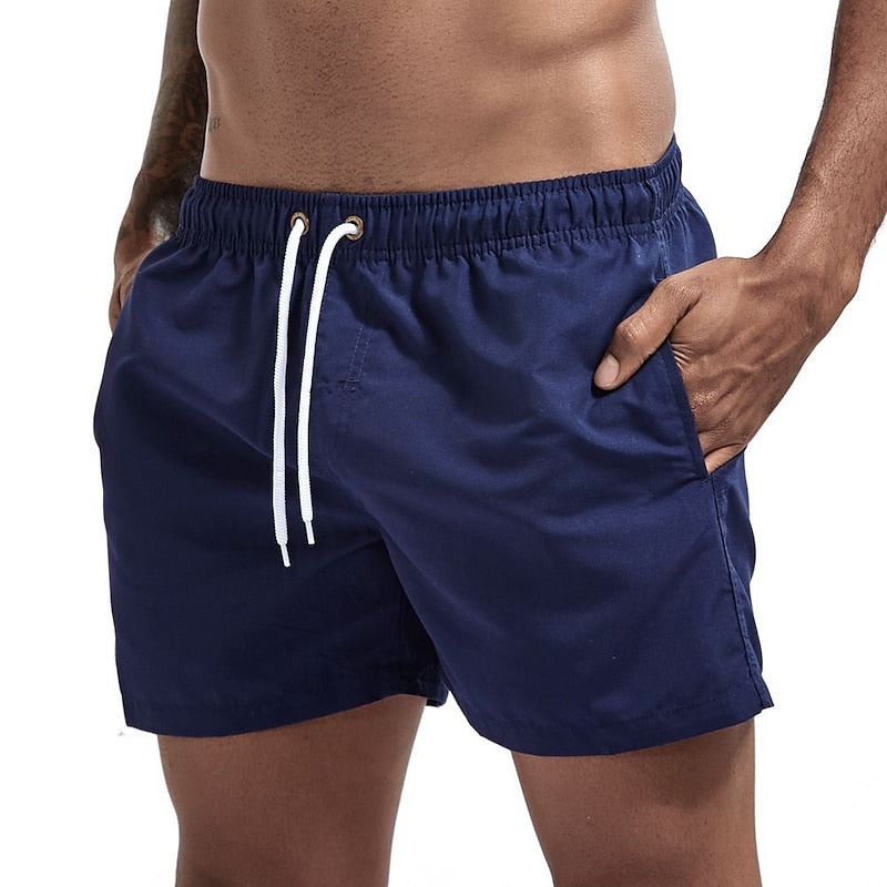 Men's Synthetic Swim Shorts with Drawstring Waist and Side Pockets