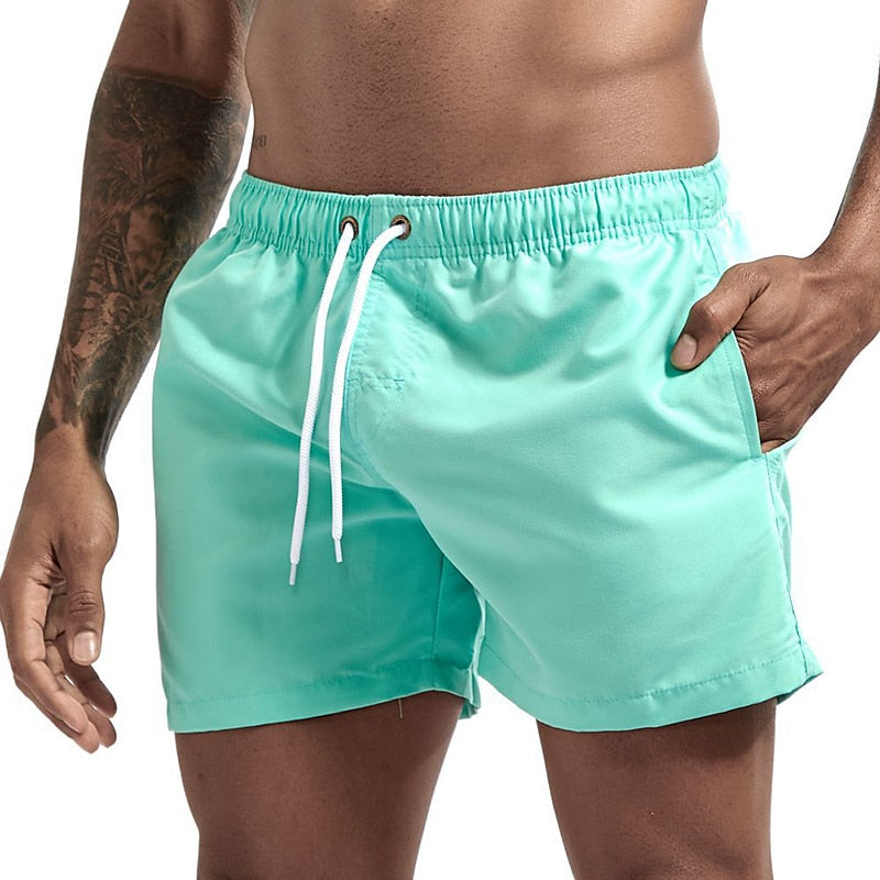 Men's Synthetic Swim Shorts with Drawstring Waist and Side Pockets