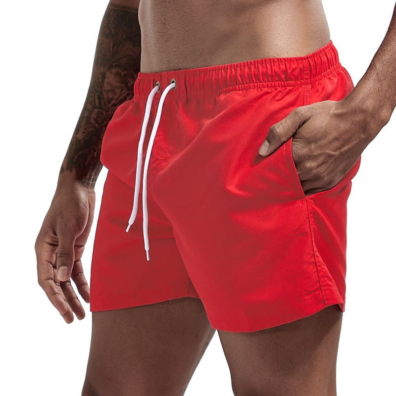 Men's Synthetic Swim Shorts with Drawstring Waist and Side Pockets