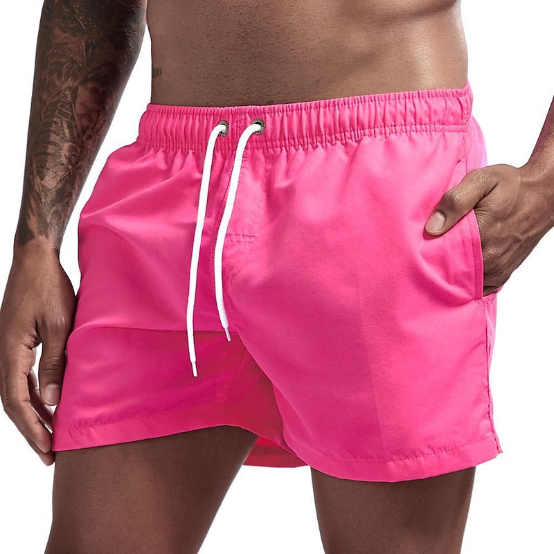Men's Synthetic Swim Shorts with Drawstring Waist and Side Pockets