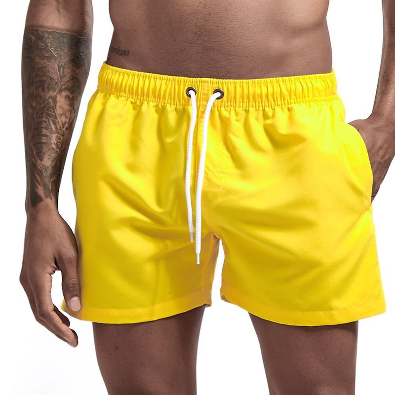 Men's Synthetic Swim Shorts with Drawstring Waist and Side Pockets