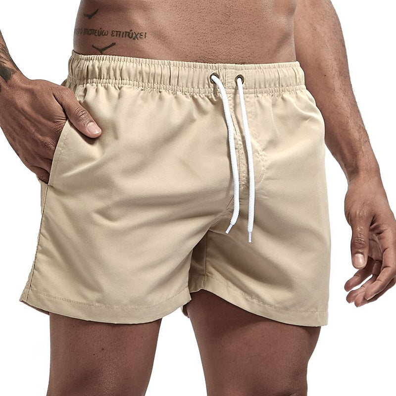 Men's Synthetic Swim Shorts with Drawstring Waist and Side Pockets