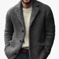 Men's Knit Cardigan with Notch Collar and Buttons