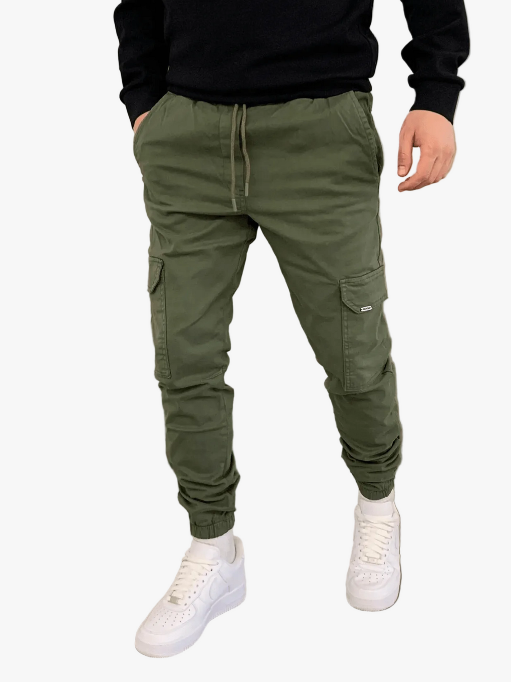 Men's Utility Twill Pants with Drawstring Waist and Cargo Pockets