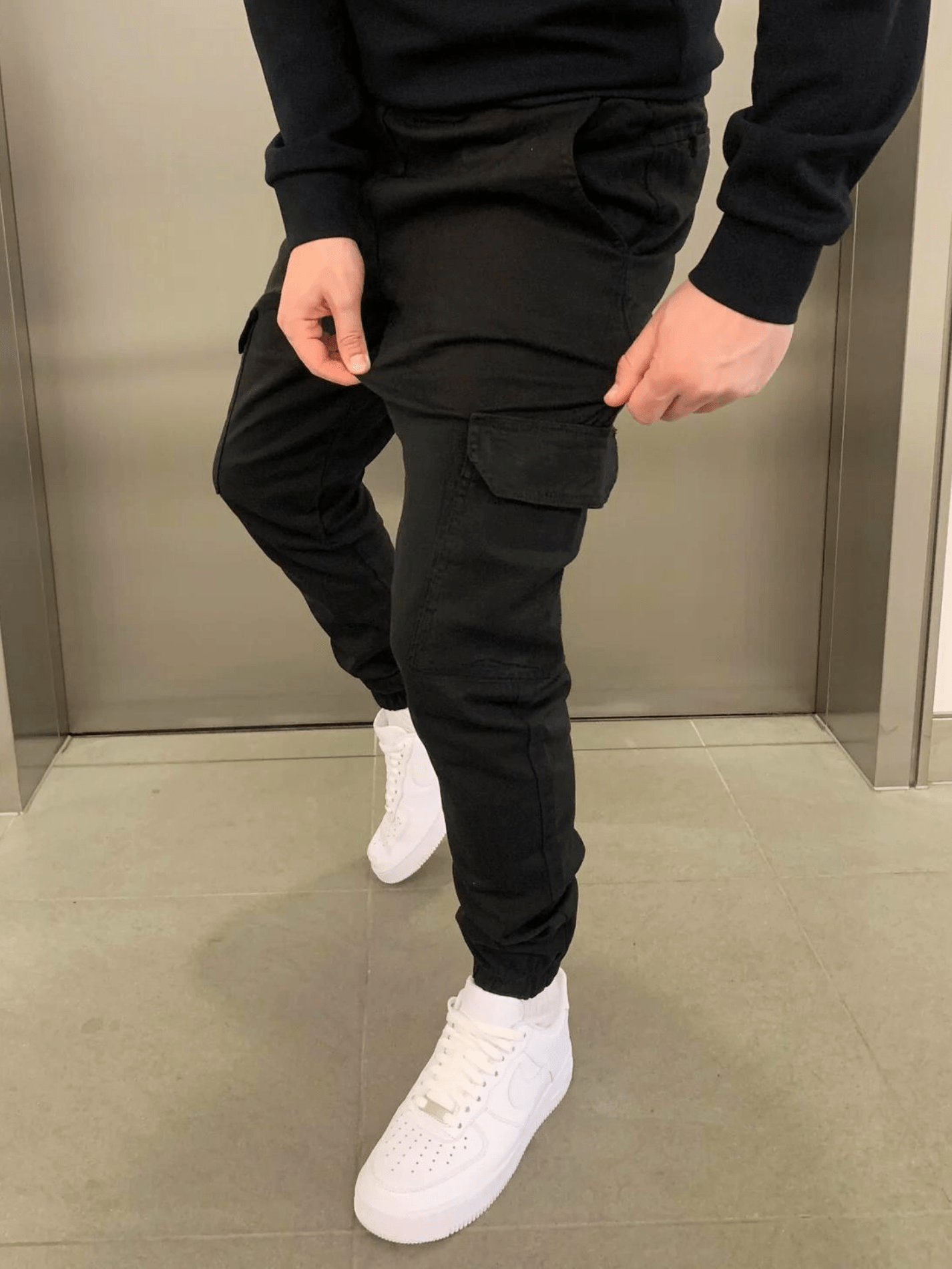 Men's Utility Twill Pants with Drawstring Waist and Cargo Pockets