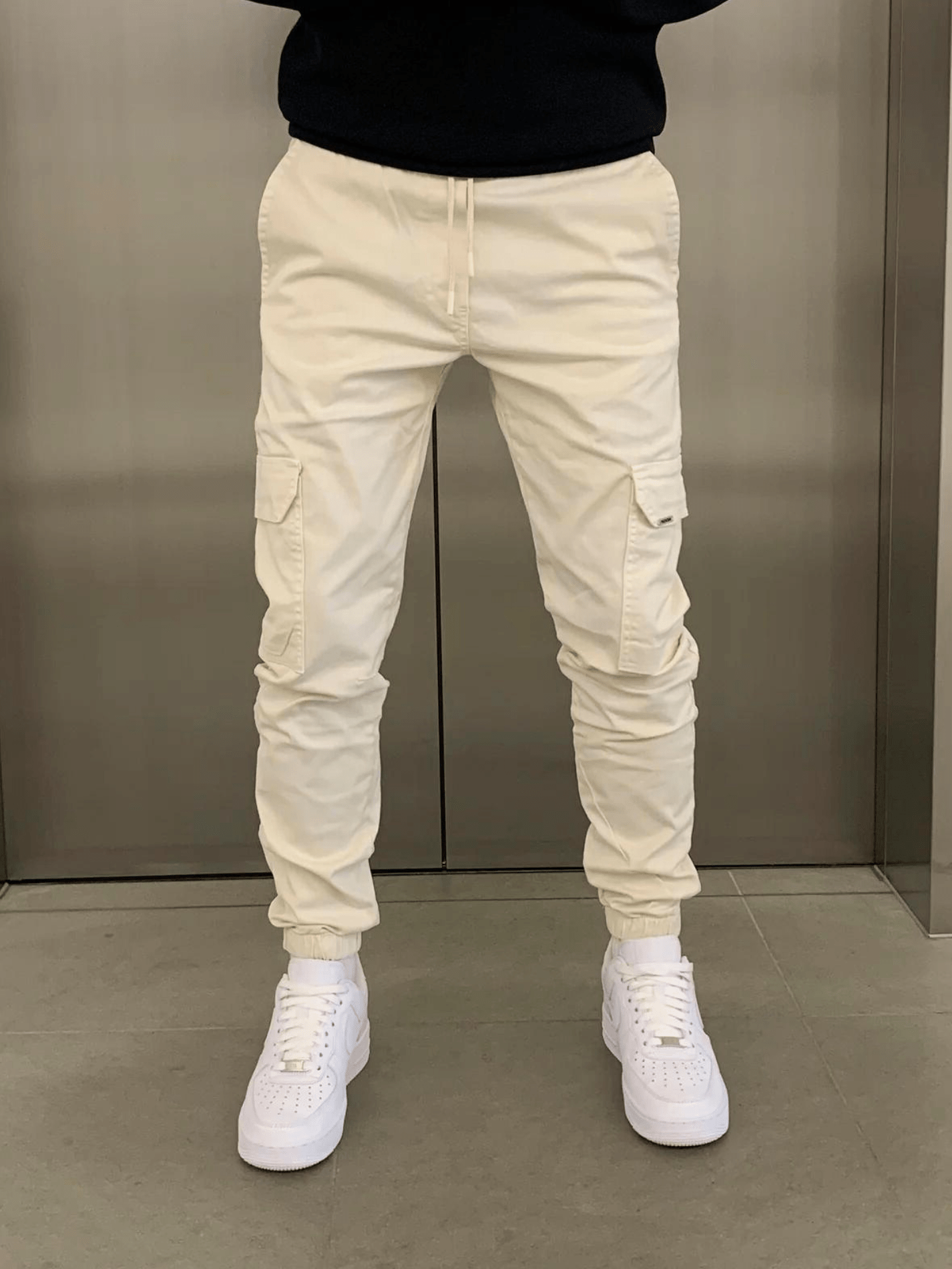 Men's Utility Twill Pants with Drawstring Waist and Cargo Pockets