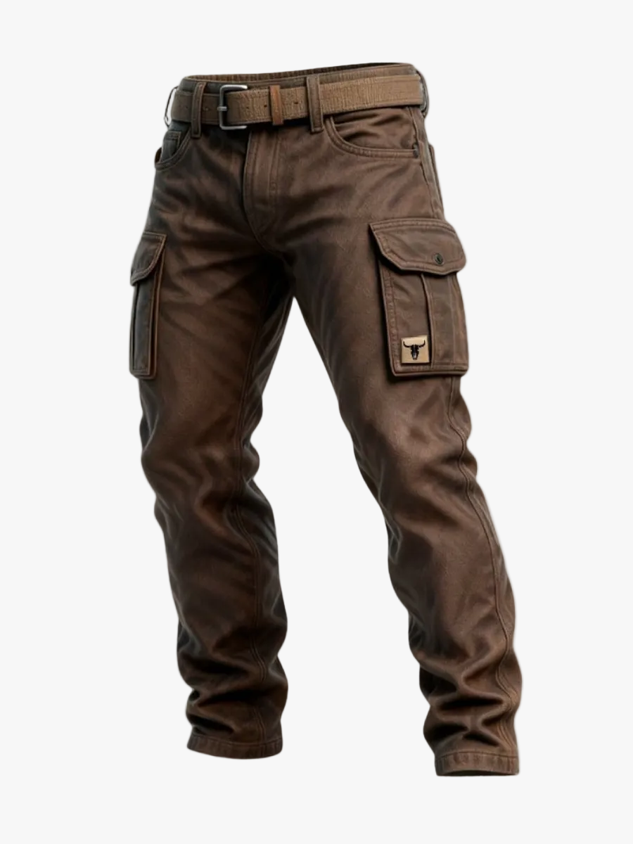 Men's Utility Woven Cargo Pants with Belt and Flap Pockets