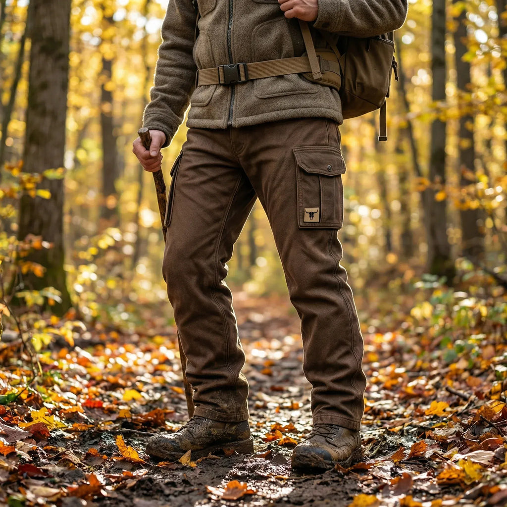 Men's Utility Woven Cargo Pants with Belt and Flap Pockets